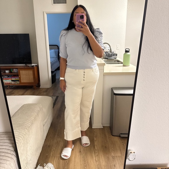 Ava & Viv Women's Straight Leg Jeans - White - Picture 2 of 2